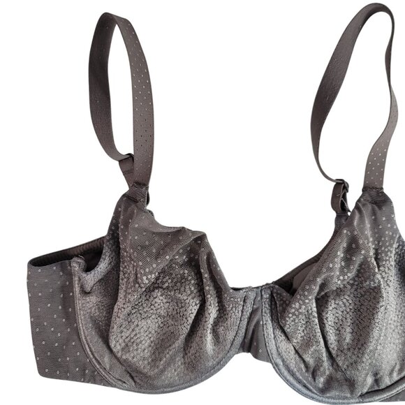 Wacoal Back Appeal Dot Jacquard Bra Gray 34DD Underwire Seamless Cup #855303 - Picture 2 of 10